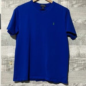 Polo Ralph Lauren V Neck Style Blue Short Sleeve Boys Youth Shirt XL 18-20